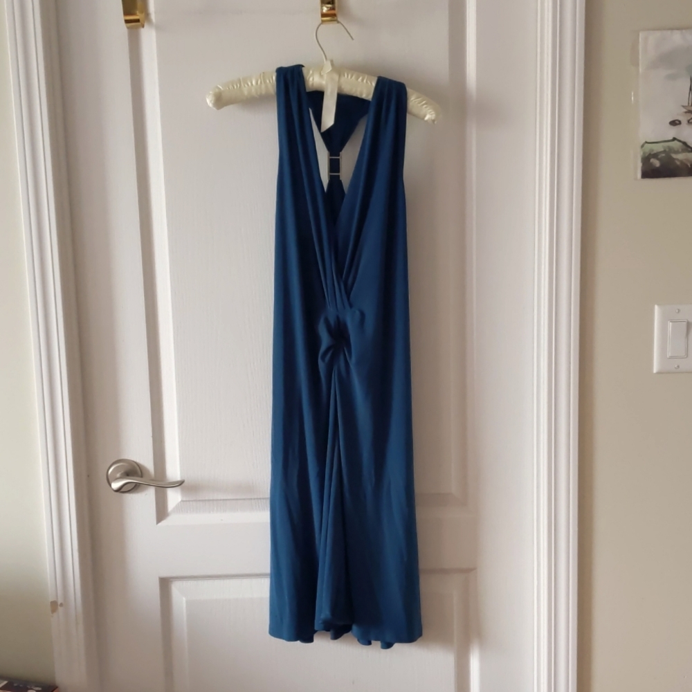 Teal blue midi dress